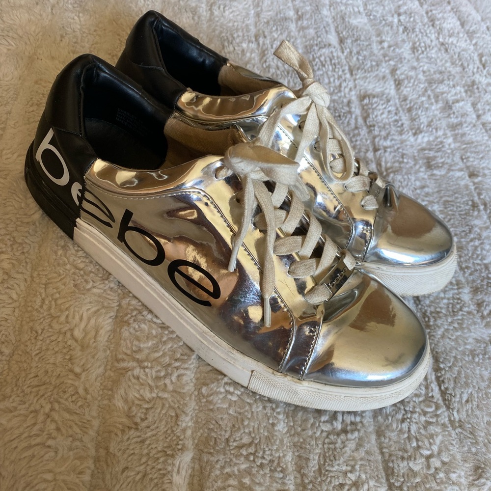 Bebe Silver and Black Sneakers